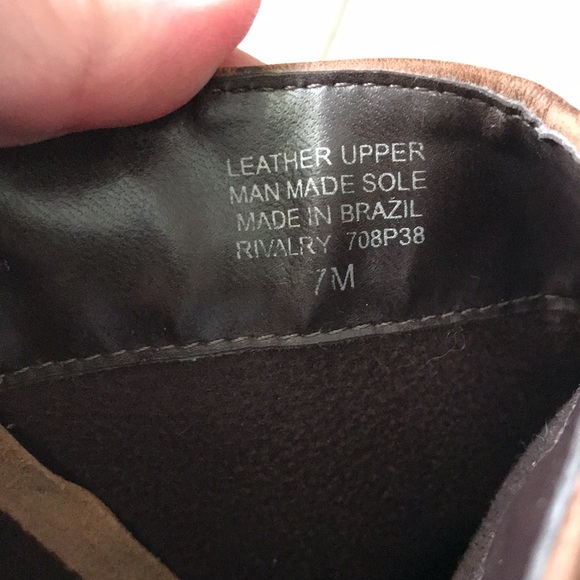 BROWN Leather Studded Strap Mid Calf Boots | Women |  7 - Picture 16 of 16